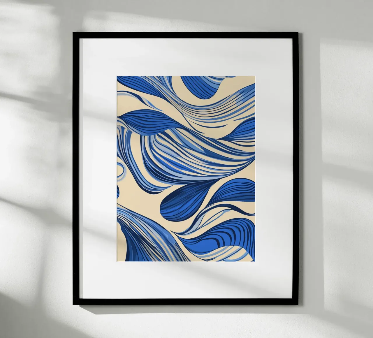 Onde astratte in blu poster con telaio in alluminio da DWA