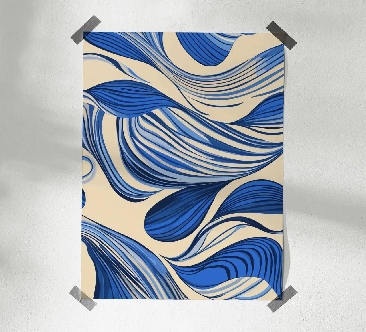Vagues abstraites en bleu poster de DWA