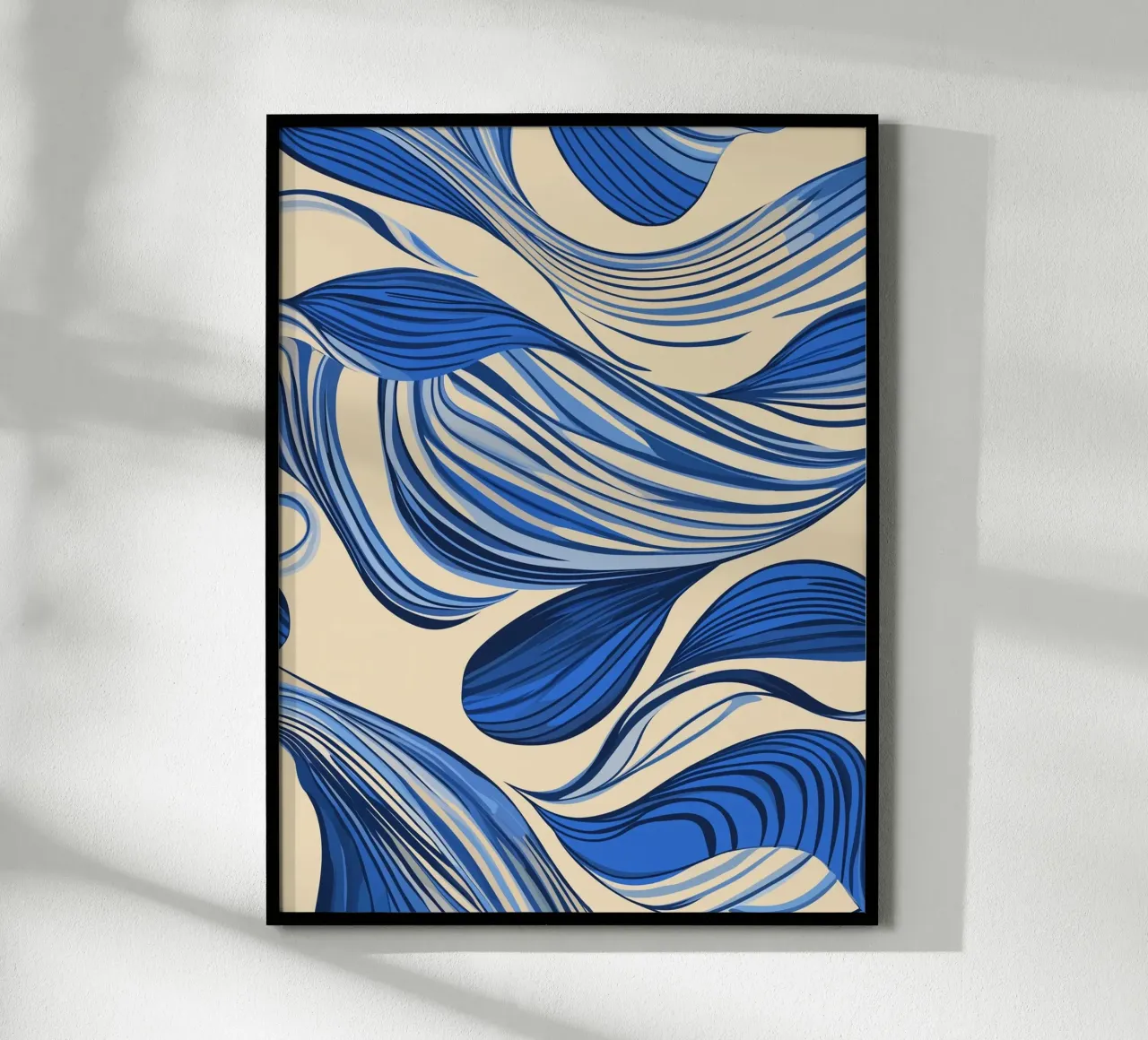 Onde astratte in blu poster con telaio in alluminio da DWA