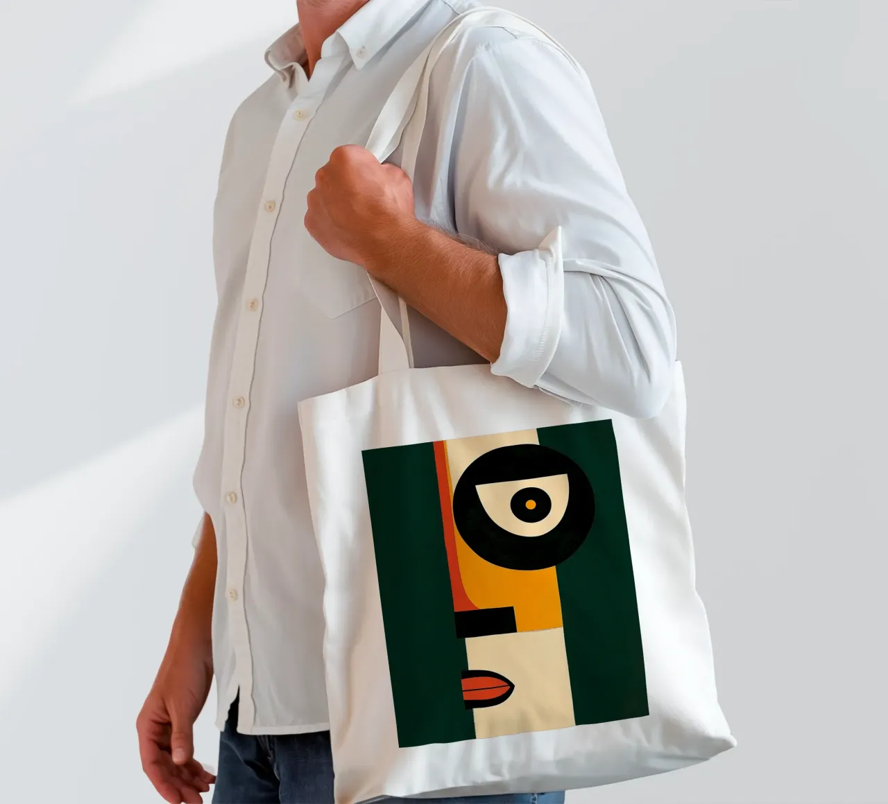 Abstract portrait tote bag by DWA
