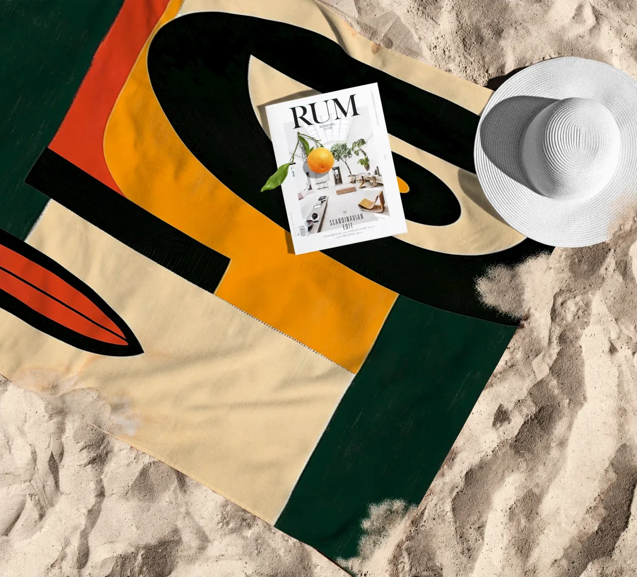 Abstract portret strandhanddoek van DWA