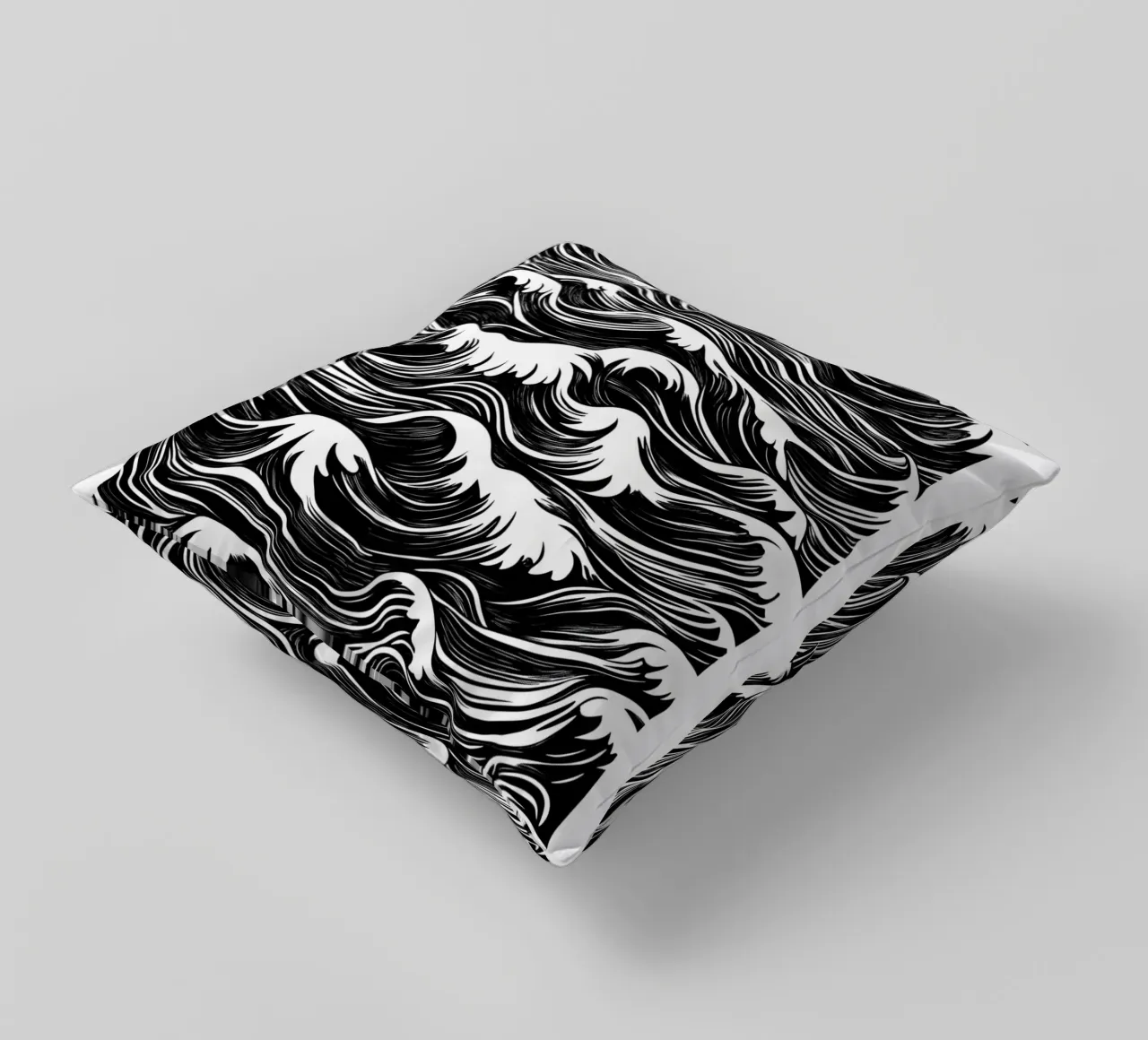 Onde astratte in bianco e nero cuscino da DWA