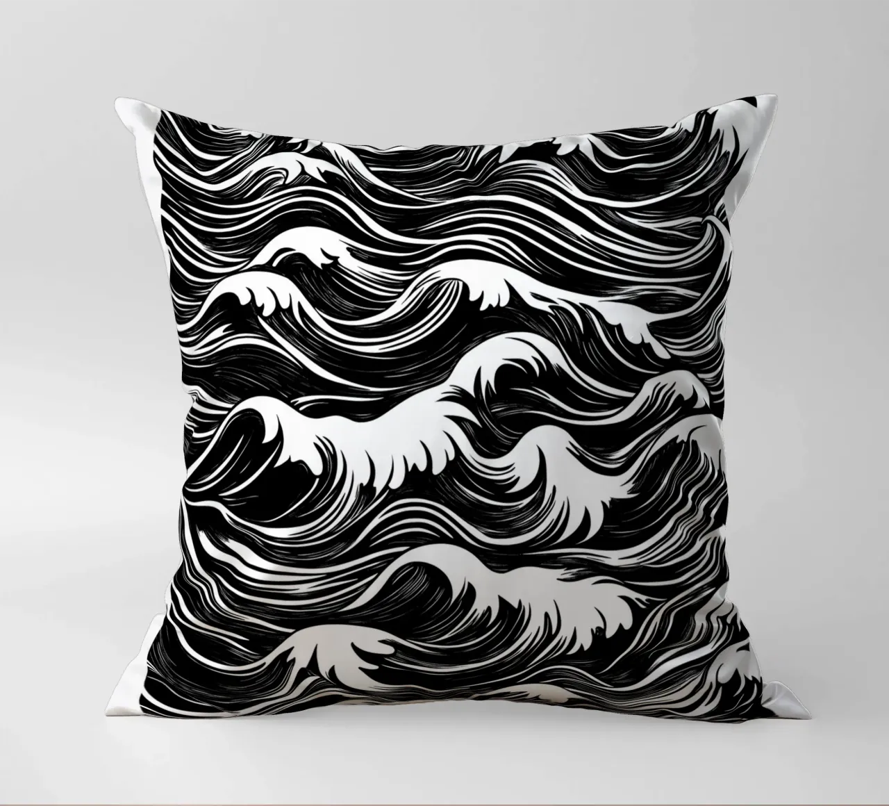 Onde astratte in bianco e nero cuscino da DWA