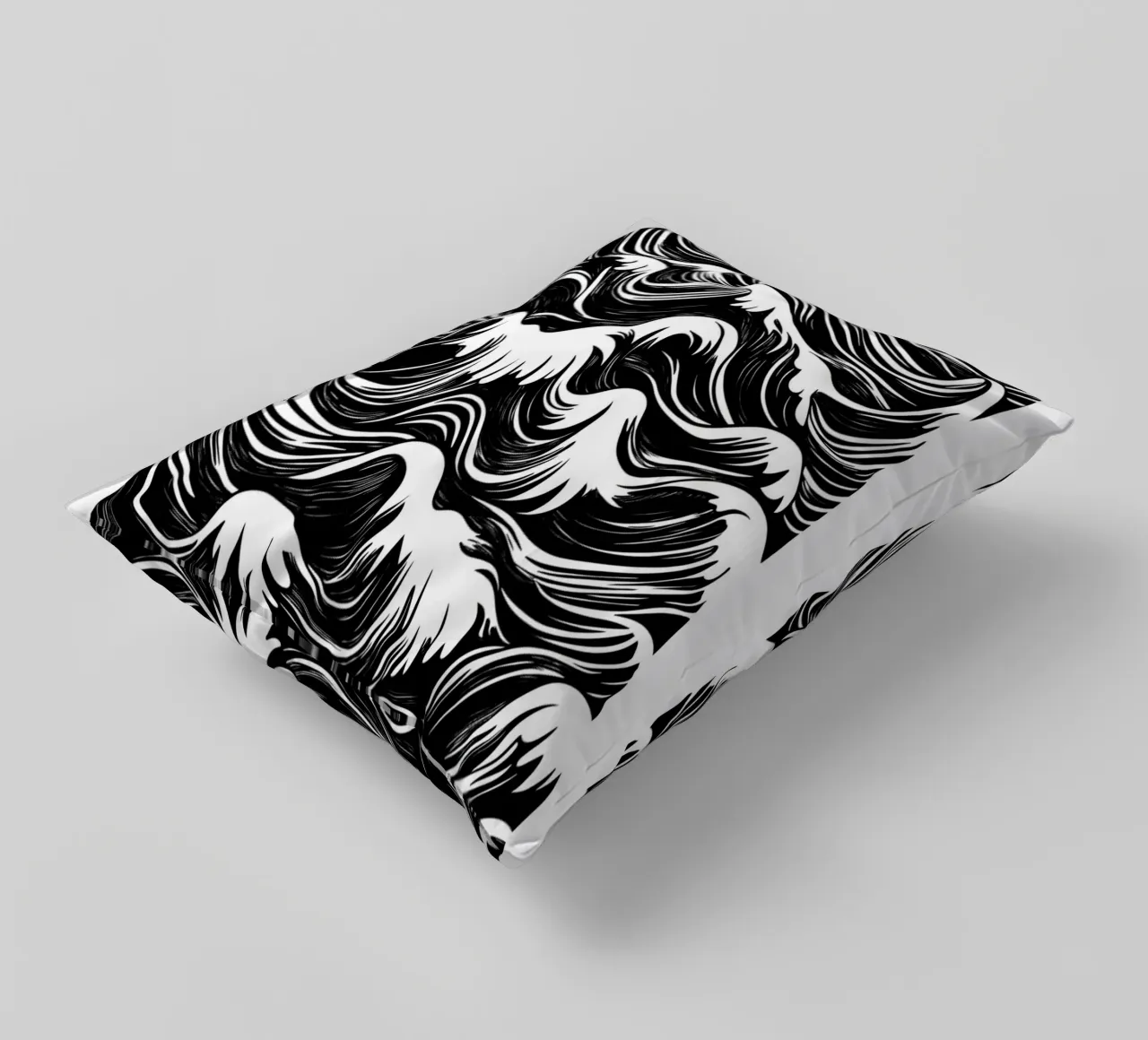 Onde astratte in bianco e nero cuscino da DWA