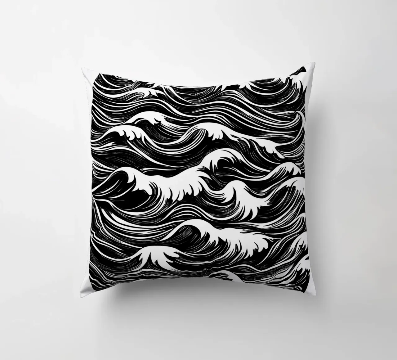 Onde astratte in bianco e nero cuscino da DWA