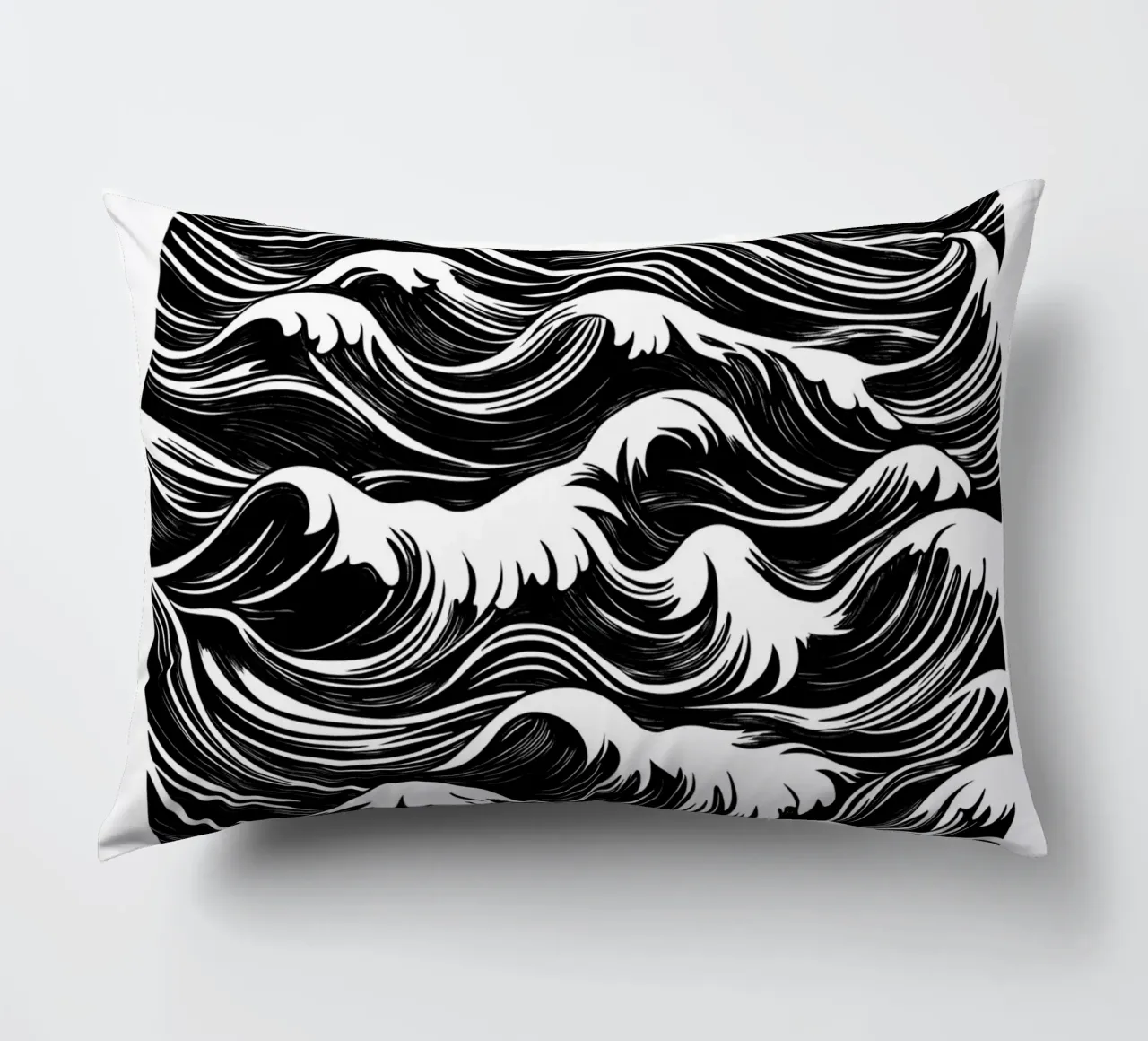 Onde astratte in bianco e nero cuscino da DWA