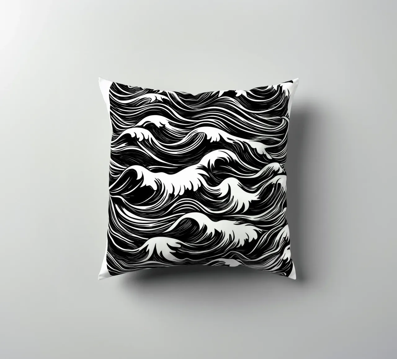 Onde astratte in bianco e nero cuscino da DWA