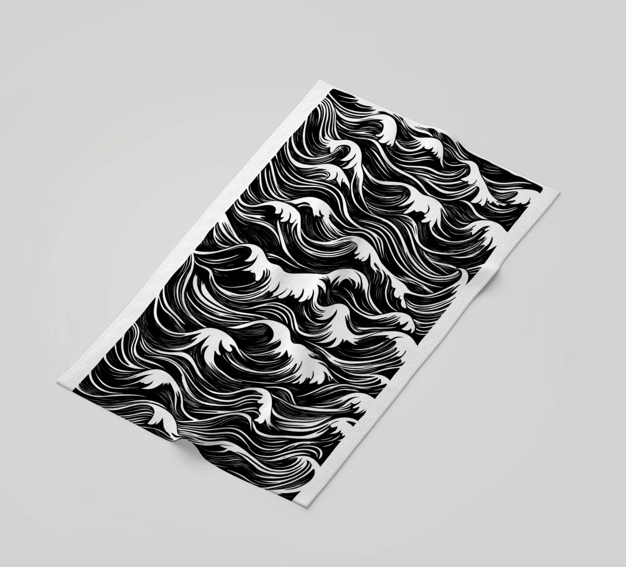 Abstracte golven in zwart-wit strandhanddoek van DWA