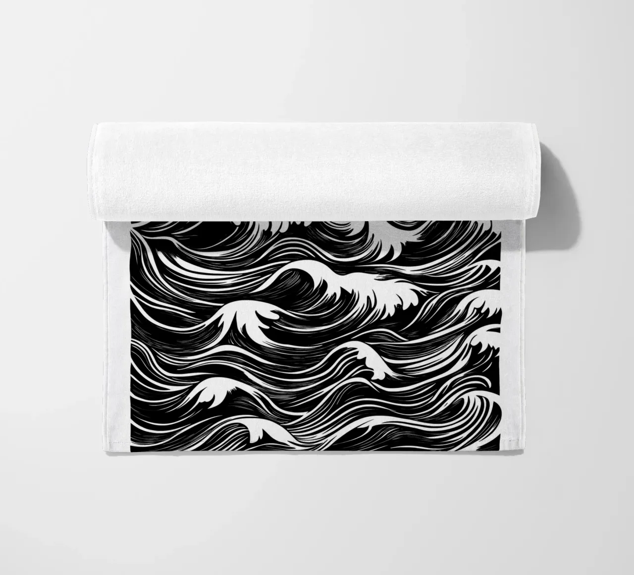 Abstracte golven in zwart-wit strandhanddoek van DWA
