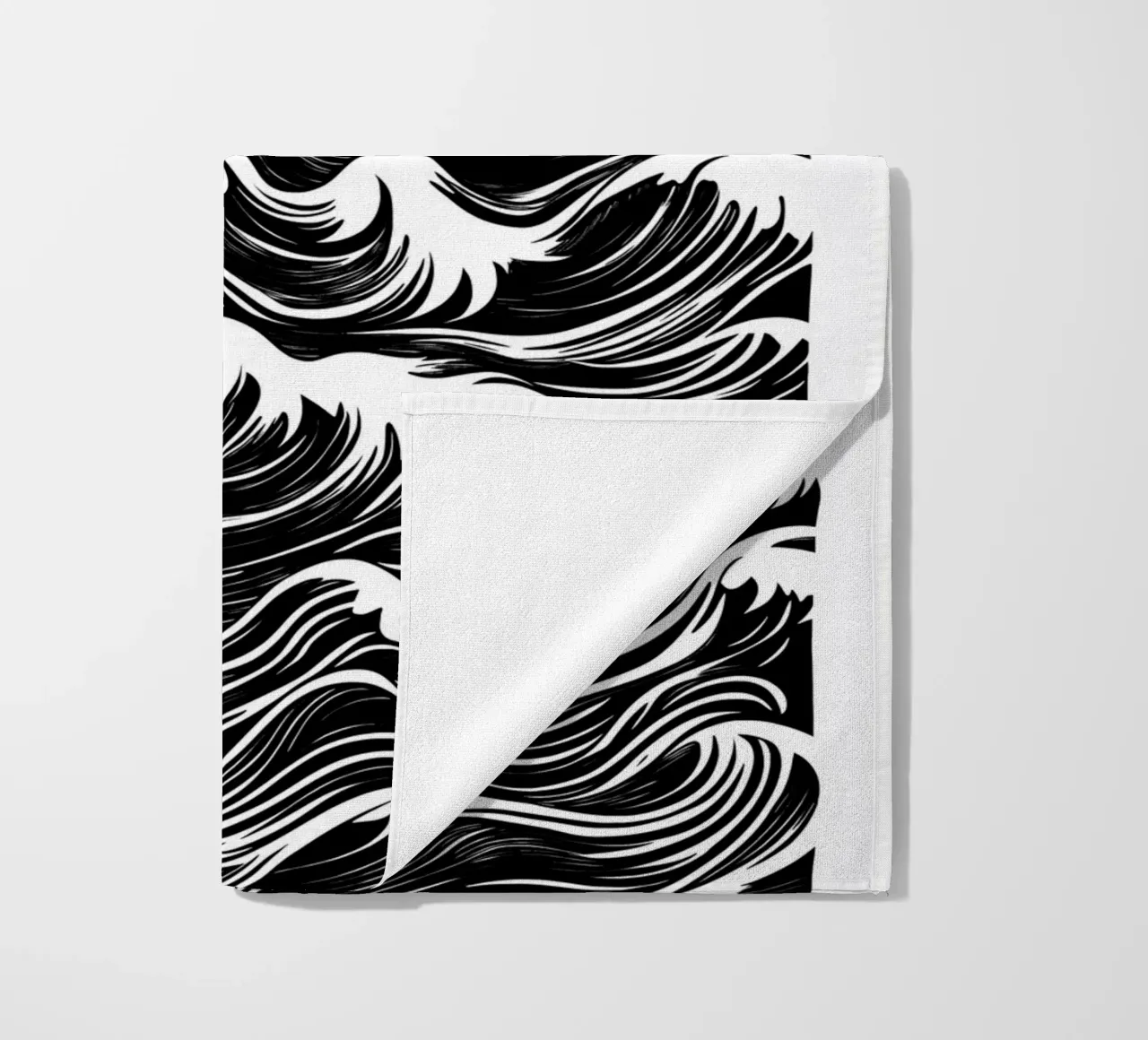 Abstracte golven in zwart-wit strandhanddoek van DWA