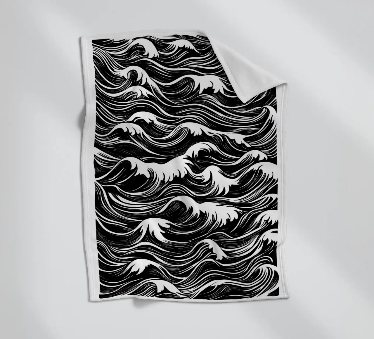 Onde astratte in bianco e nero coperta in pile da DWA