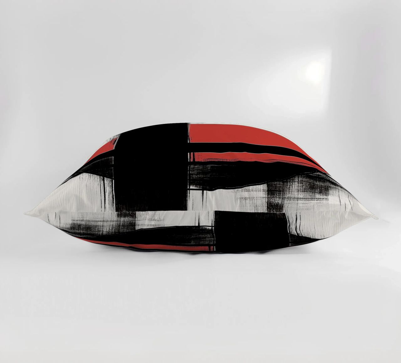 Abstract composition in red and black decorative cushion by DWA