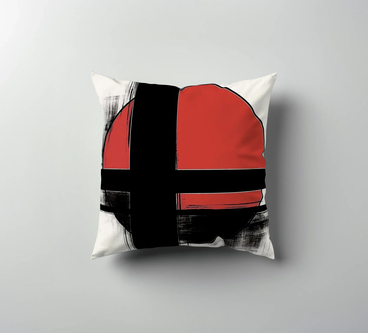 Abstract composition in red and black decorative cushion by DWA