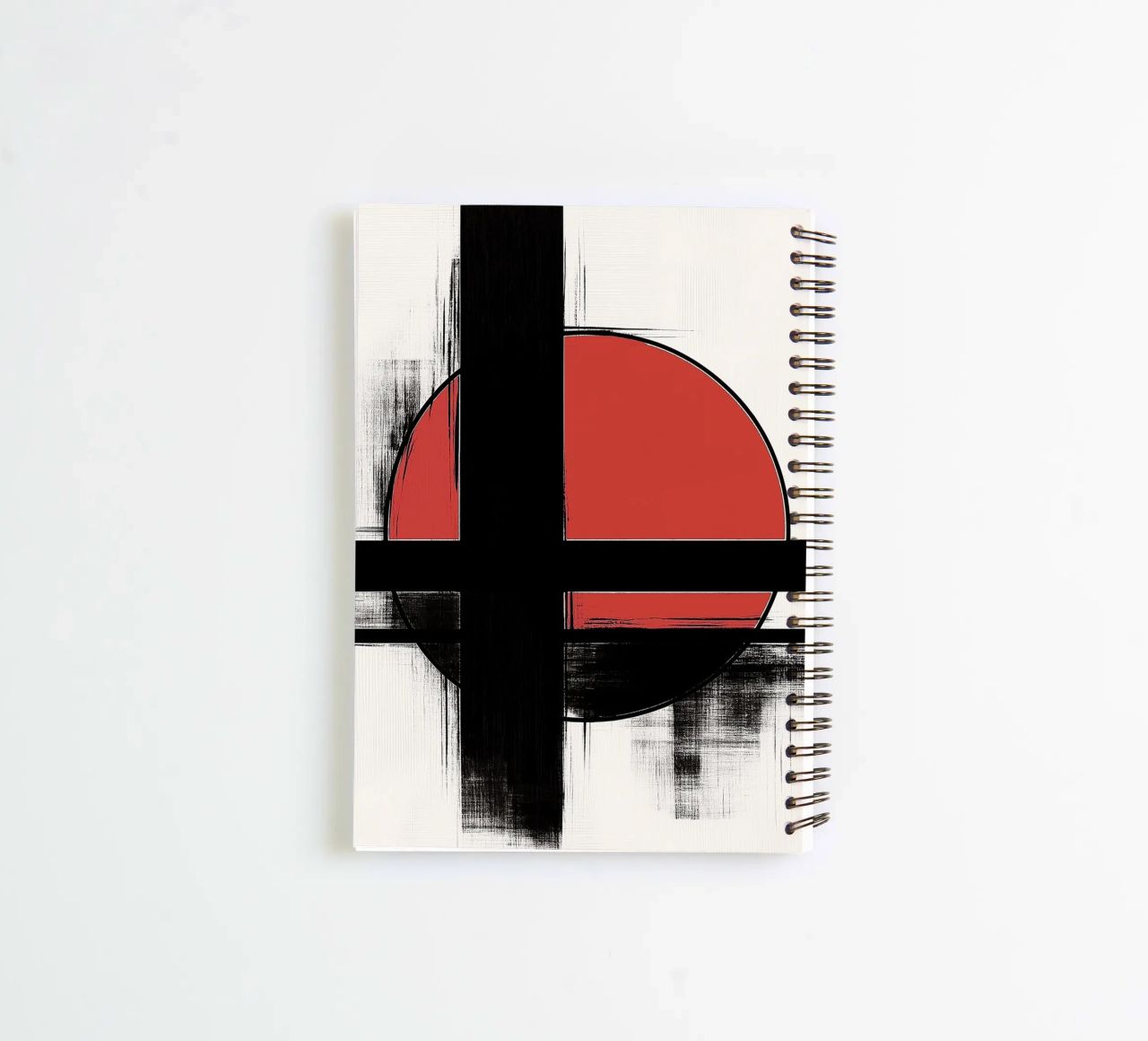 Abstract composition in red and black spiral notebook by DWA