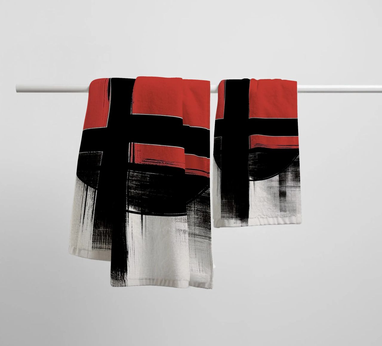 Abstract composition in red and black towel by DWA