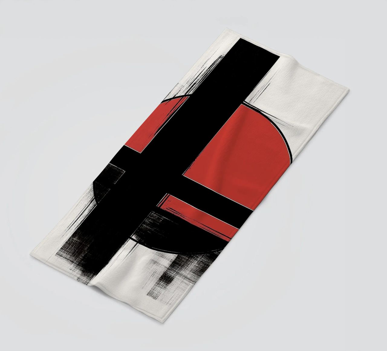 Abstract composition in red and black beach towel by DWA