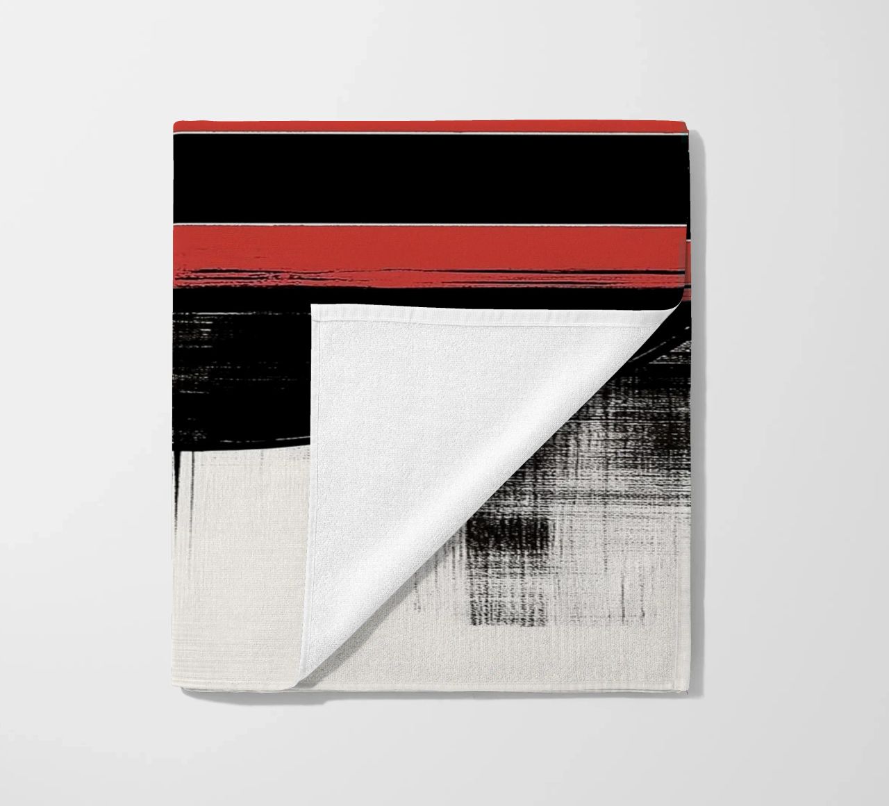 Abstract composition in red and black beach towel by DWA