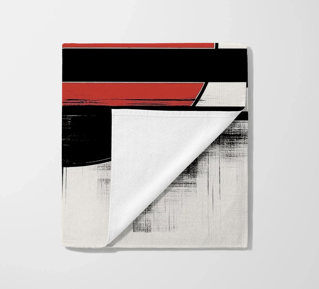 Abstract composition in red and black beach towel by DWA