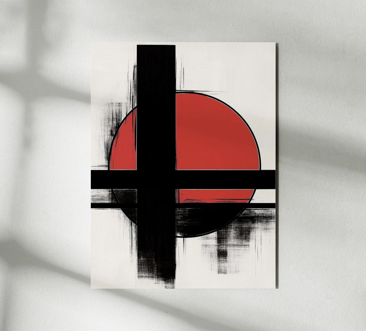 Abstract composition in red and black alu-dibond by DWA