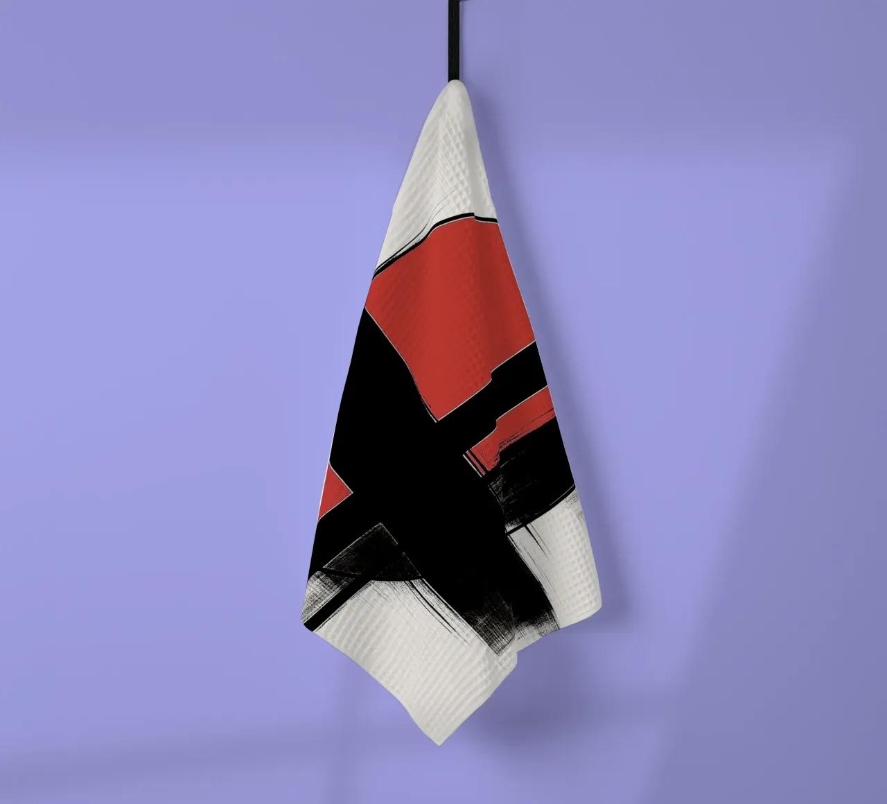 Abstract composition in red and black tea towel by DWA