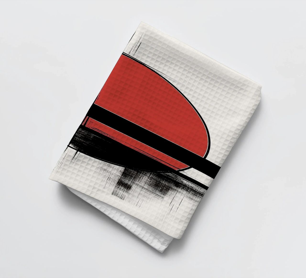 Abstract composition in red and black tea towel by DWA