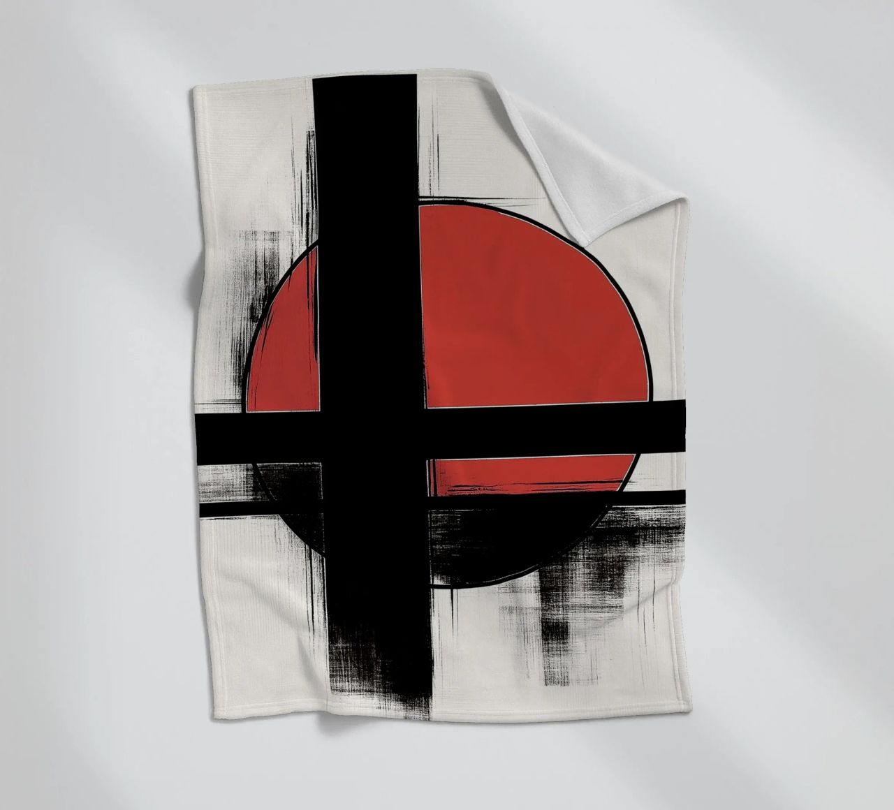 Abstract composition in red and black fleece blanket by DWA