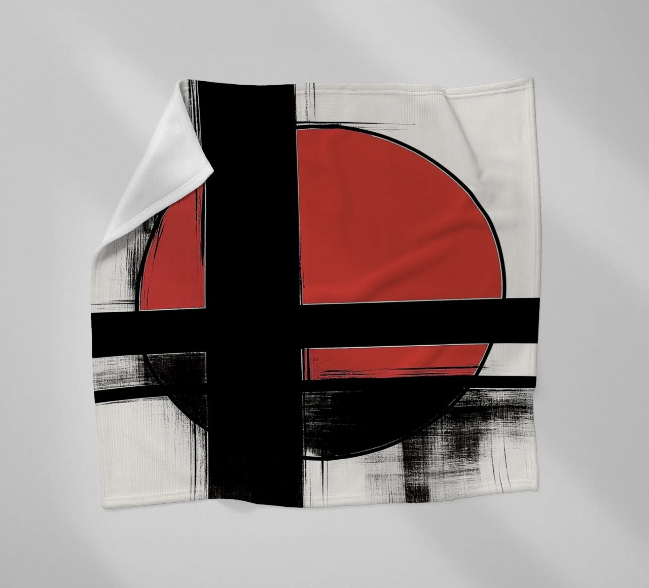 Abstract composition in red and black fleece blanket by DWA