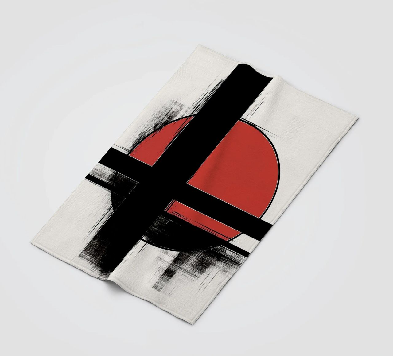Abstract composition in red and black fleece blanket by DWA