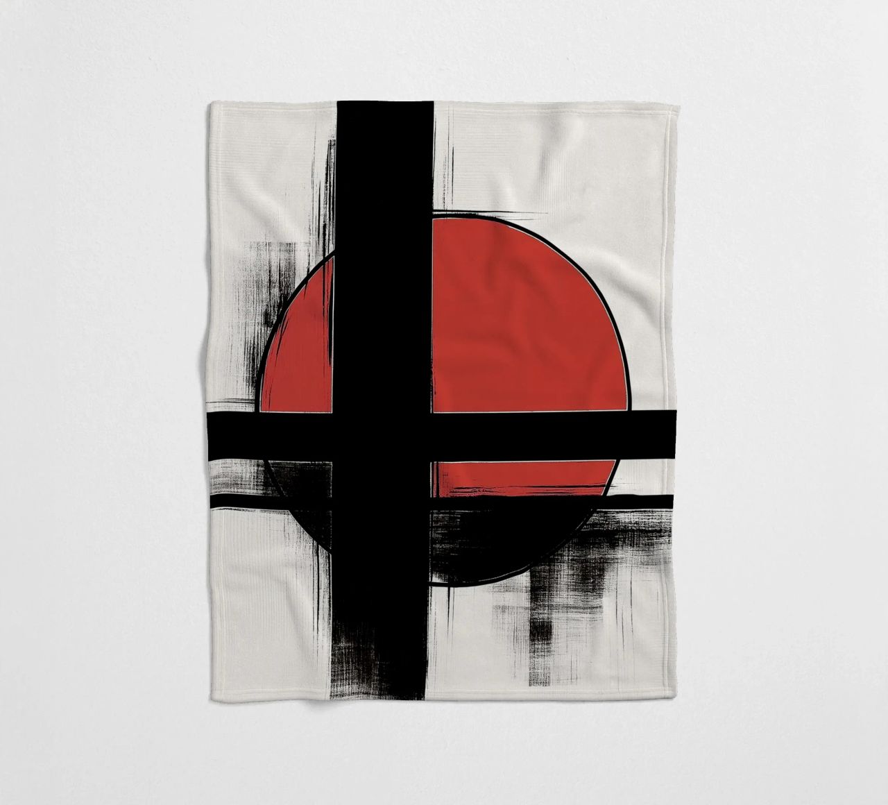 Abstract composition in red and black fleece blanket by DWA