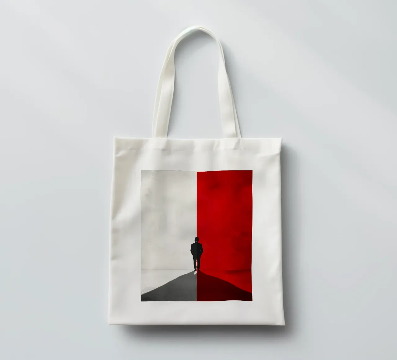 Contrasting red and white silhouette tote bag by DWA