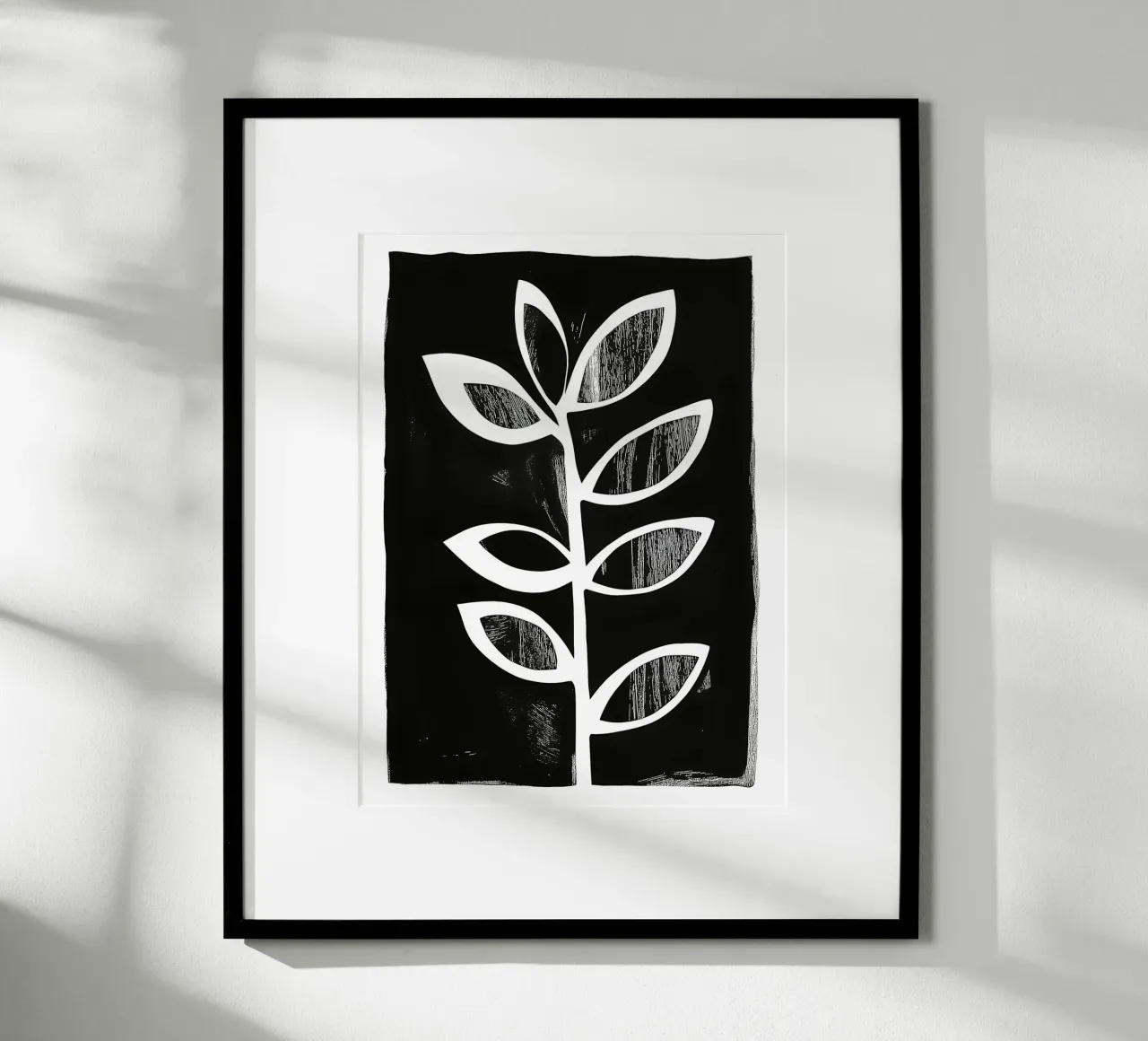 Black and white plant motif poster with aluminum frame by DWA