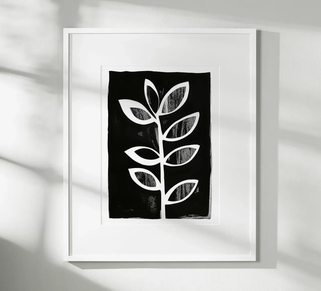 Black and white plant motif poster with aluminum frame by DWA