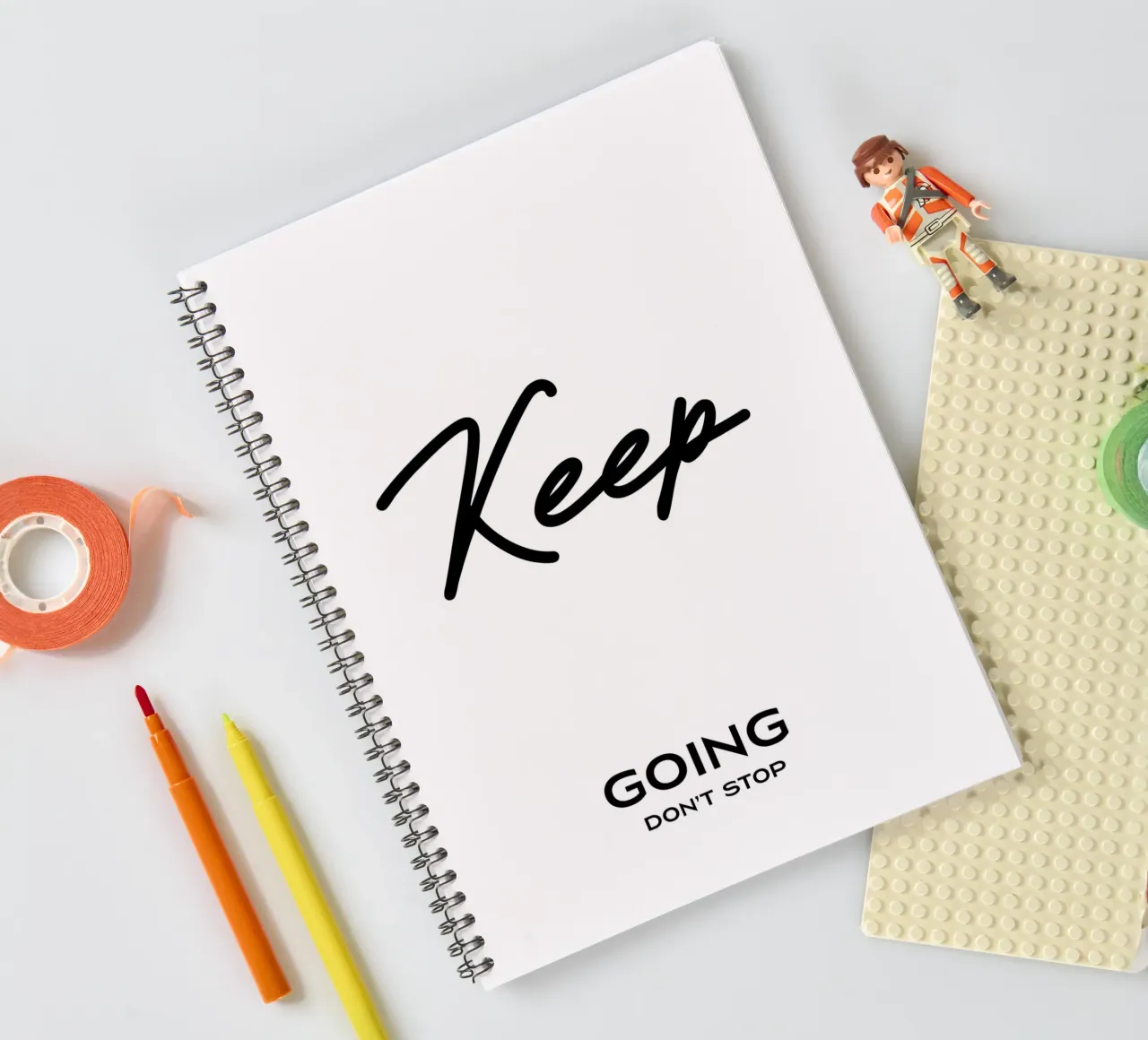 Keep Going Don't Stop Minimalist Typography spiral notebook by YV TYPOGRAPHY