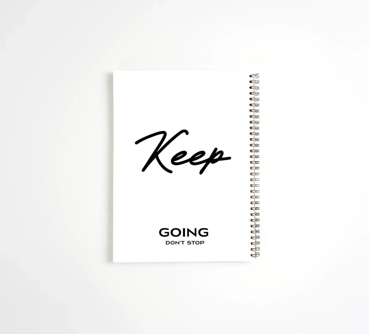 Keep Going Don't Stop Minimalist Typography spiral notebook by YV TYPOGRAPHY