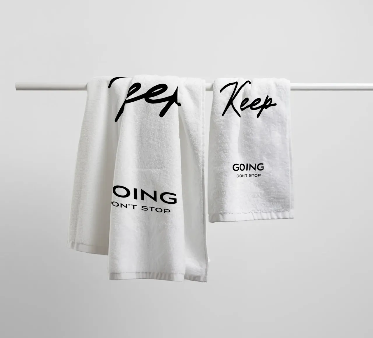 Keep Going Don't Stop Minimalist Typography towel by YV TYPOGRAPHY