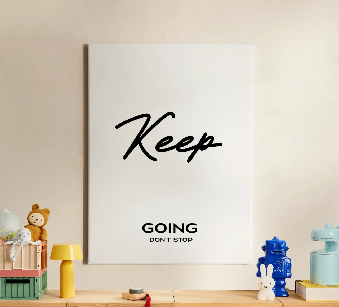 Keep Going Don't Stop Minimalist Typography canvas by YV TYPOGRAPHY