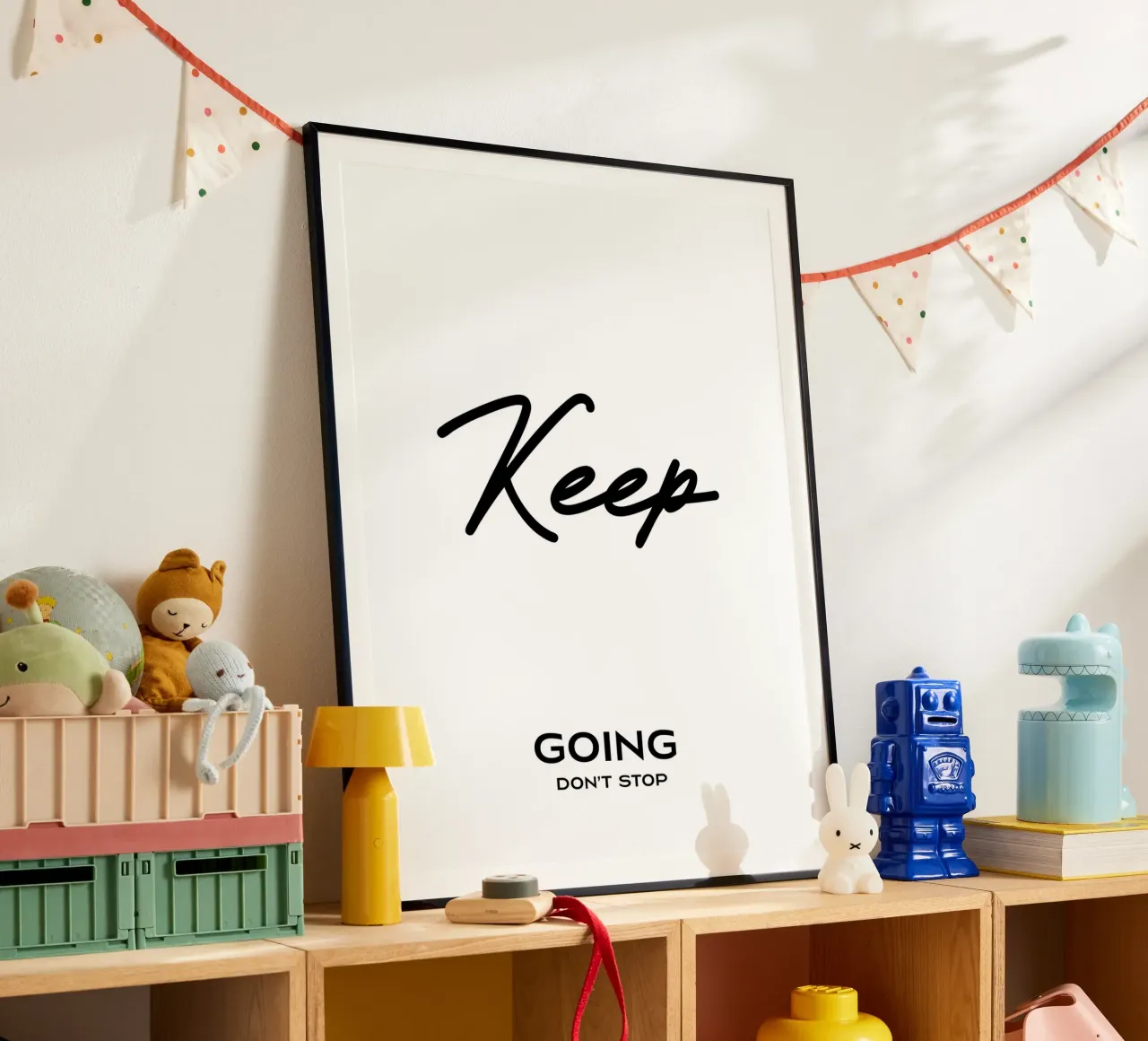 Keep Going Don't Stop Minimalist Typography poster by YV TYPOGRAPHY