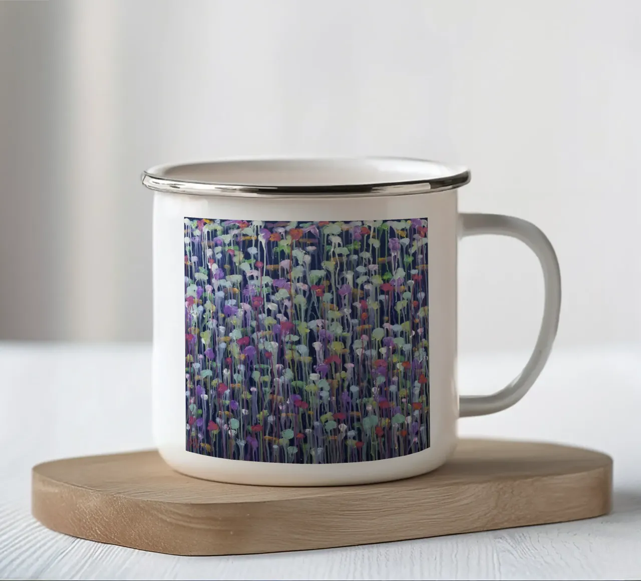 Another Dimension enamel mug by Helen Joynson