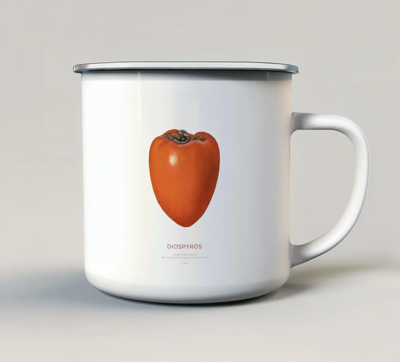 Persimmon o Diospyros tazza in smalto da Vintagrafica