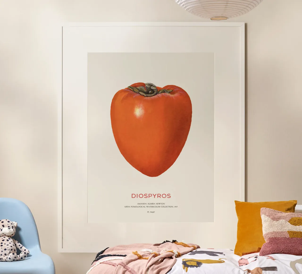 Persimmon o Diospyros poster con telaio in alluminio da Vintagrafica