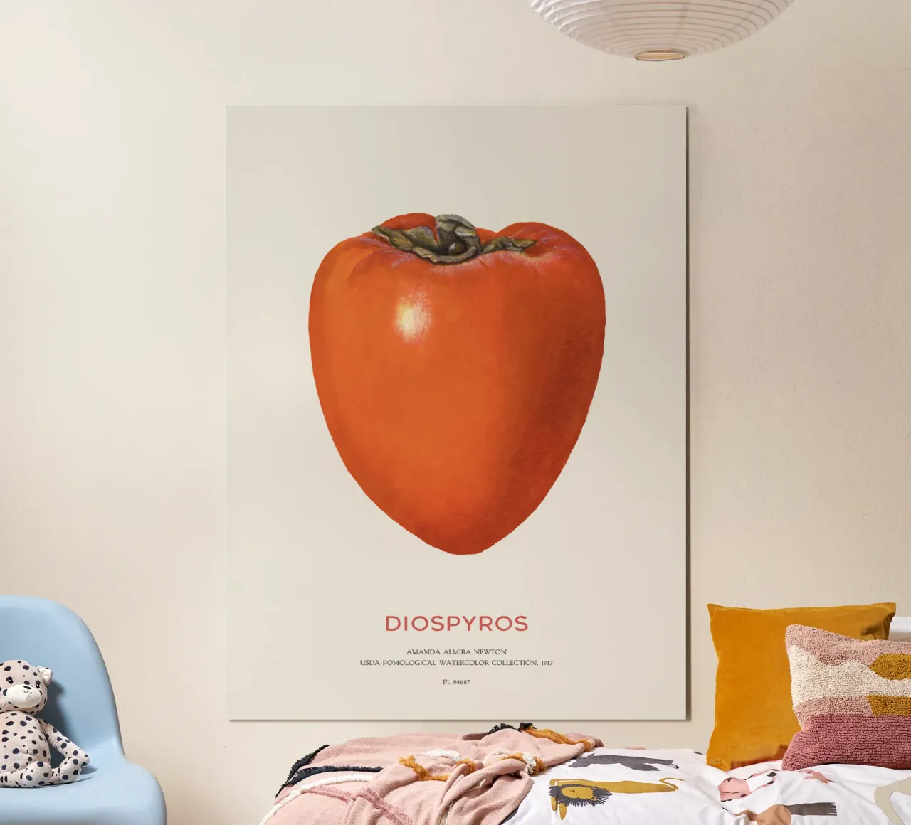 Persimmon o Diospyros poster con telaio in alluminio da Vintagrafica