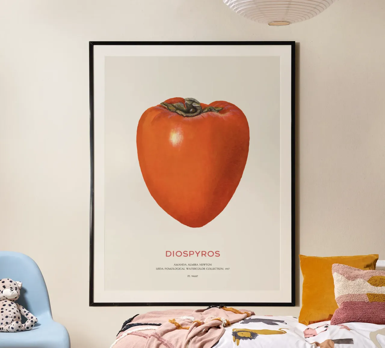 Persimmon o Diospyros poster con telaio in alluminio da Vintagrafica