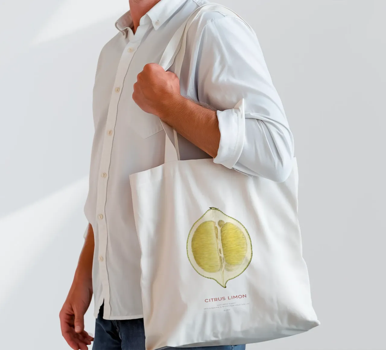 Zitrone oder Citrus limon Jutebeutel von Vintagrafica