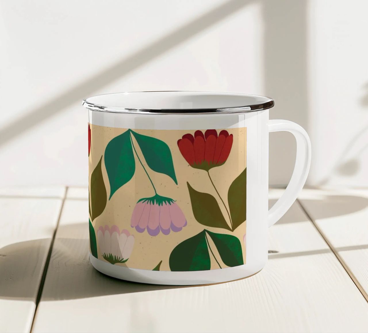 Tulipani in fila tazza in smalto da nicigabrieldesigns