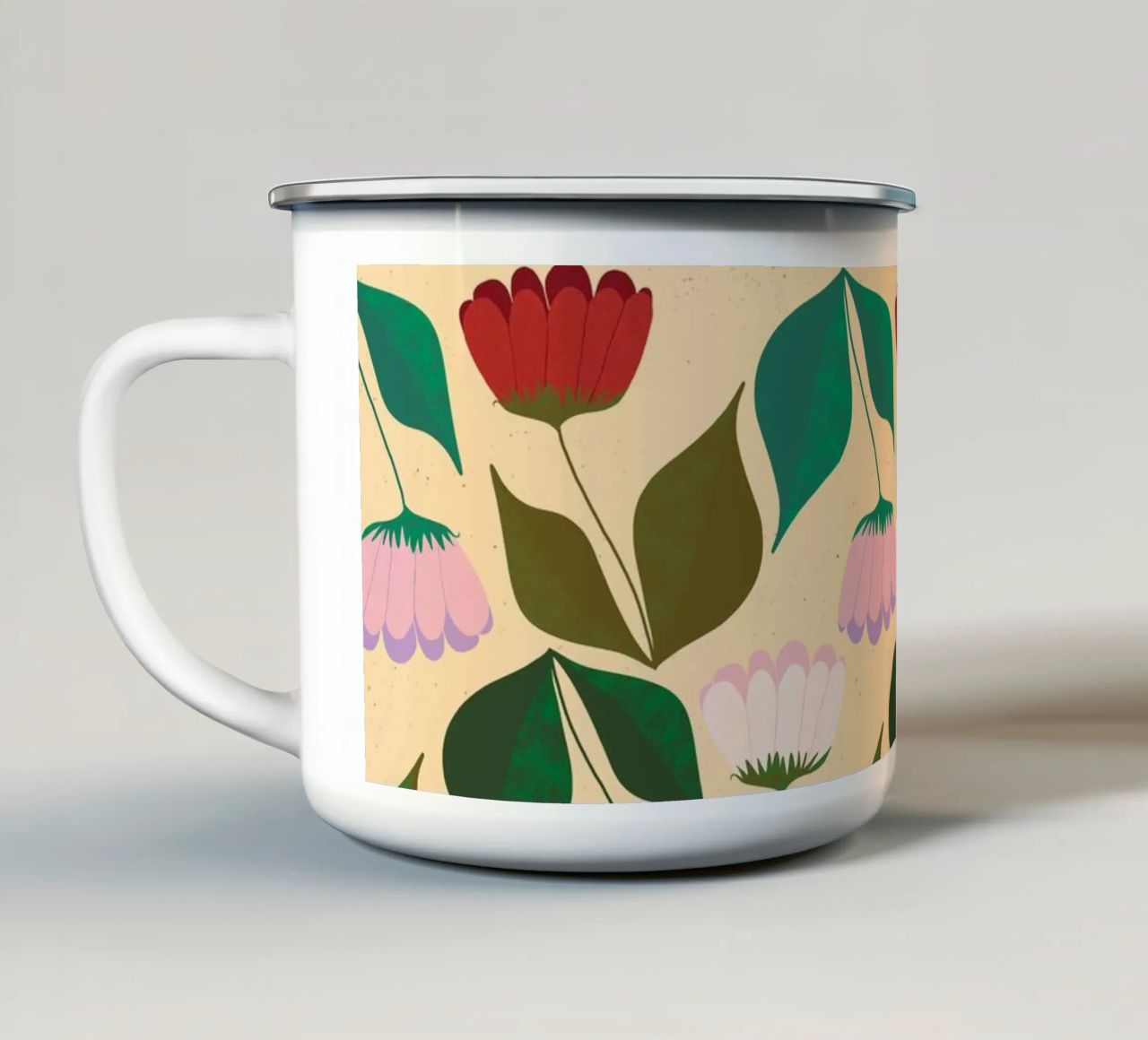 Tulipani in fila tazza in smalto da nicigabrieldesigns