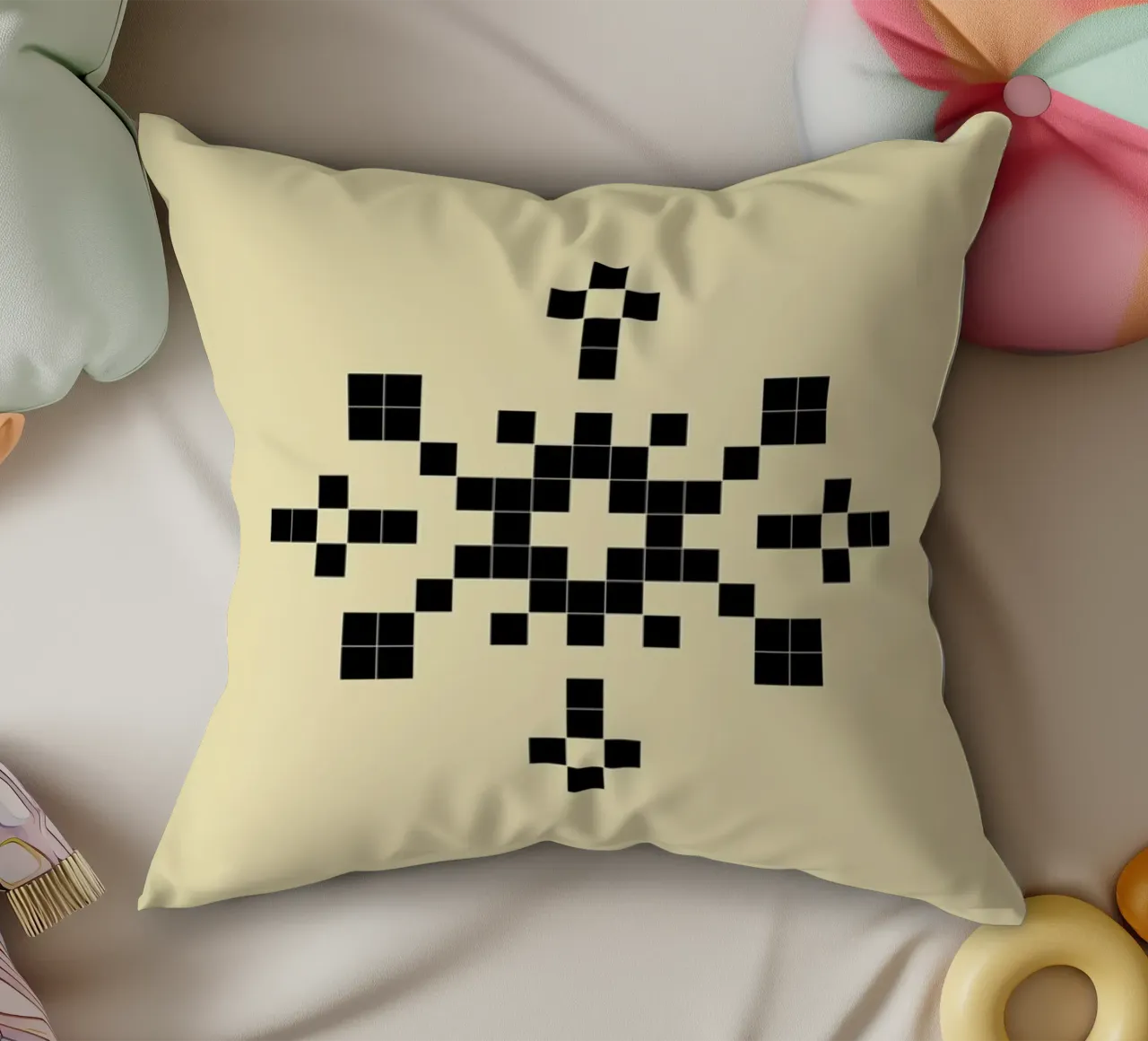 Pixel Snowflake Yellow cuscino da Studio One