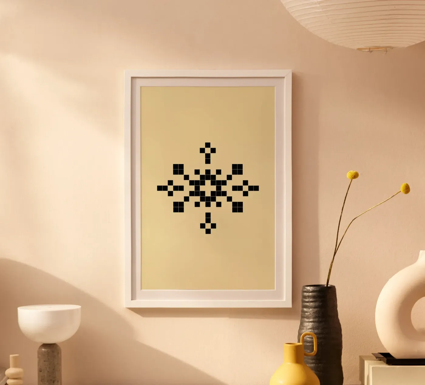 Pixel Snowflake Yellow poster by Studio One