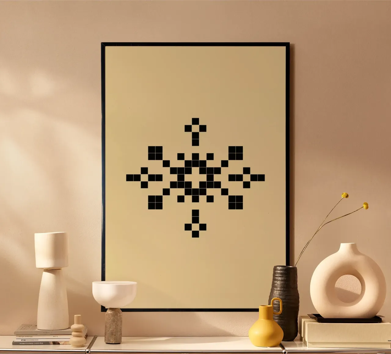 Pixel Snowflake Yellow carta hahnemühle da Studio One
