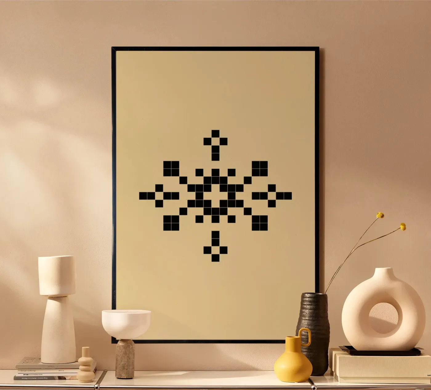 Pixel Snowflake Yellow poster by Studio One