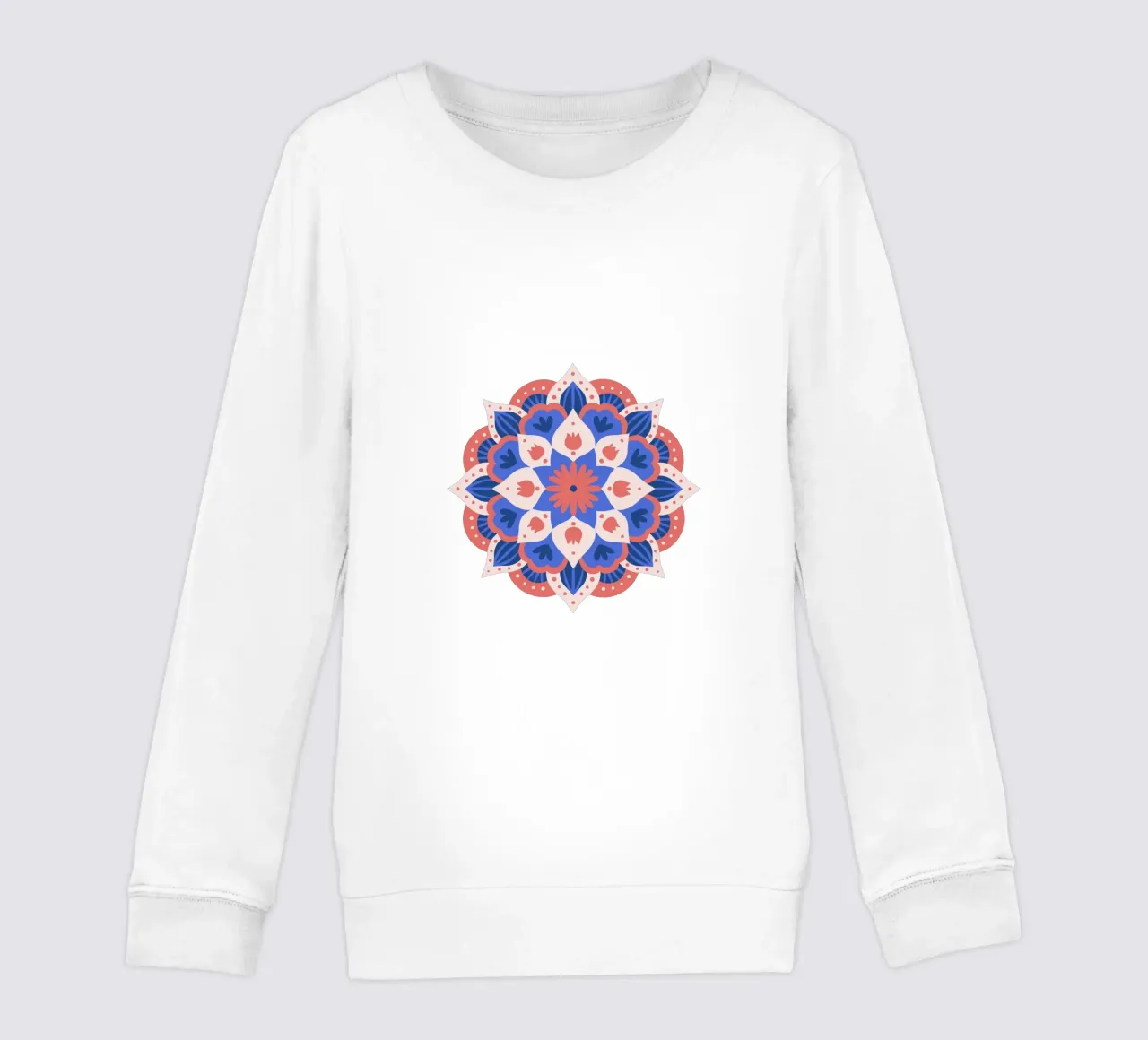 Mandala 1 - blue and coral kids sweatshirt by Wackapacka